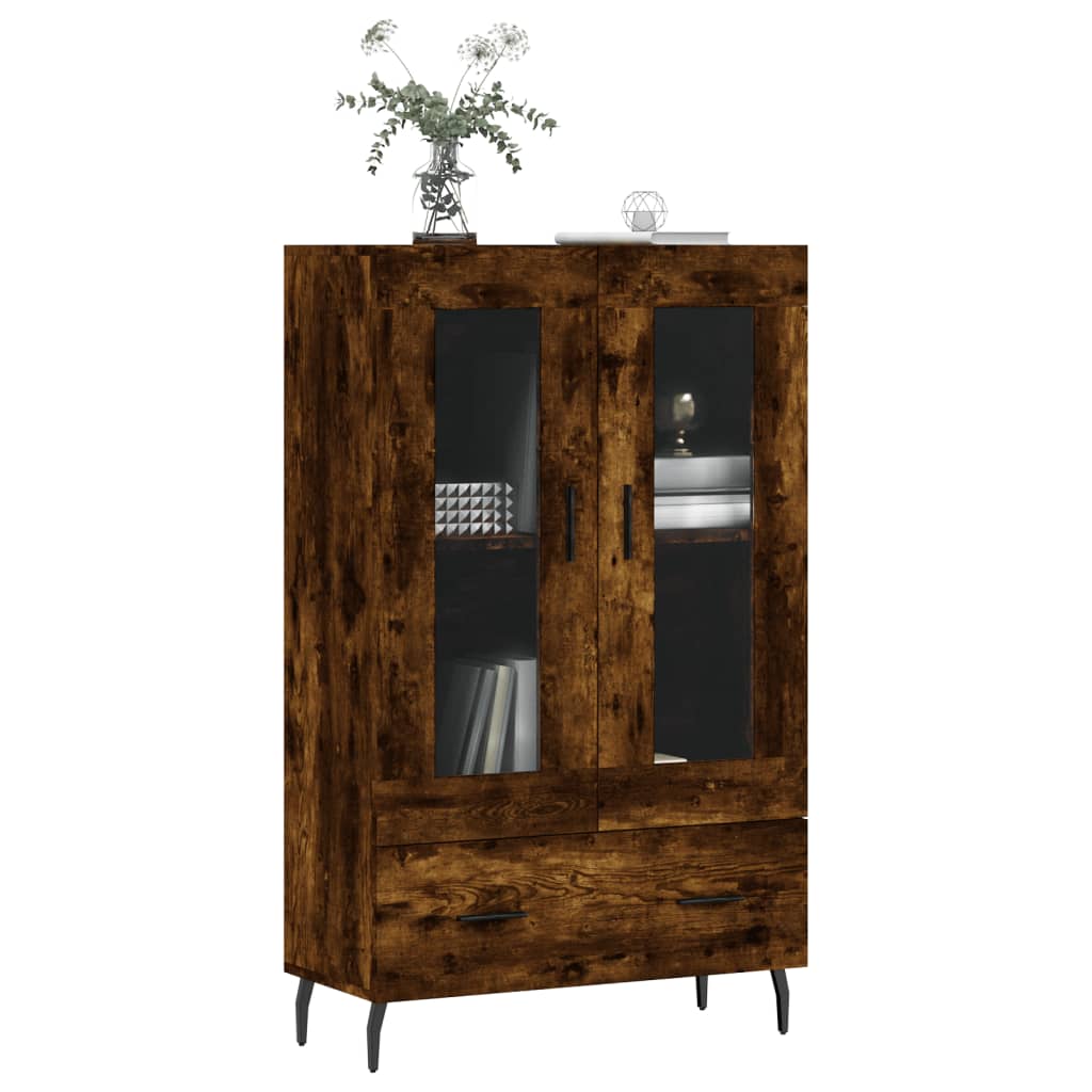 Buffet haut chêne fumé 69,5x31x115 cm bois d'ingénierie - XIOS