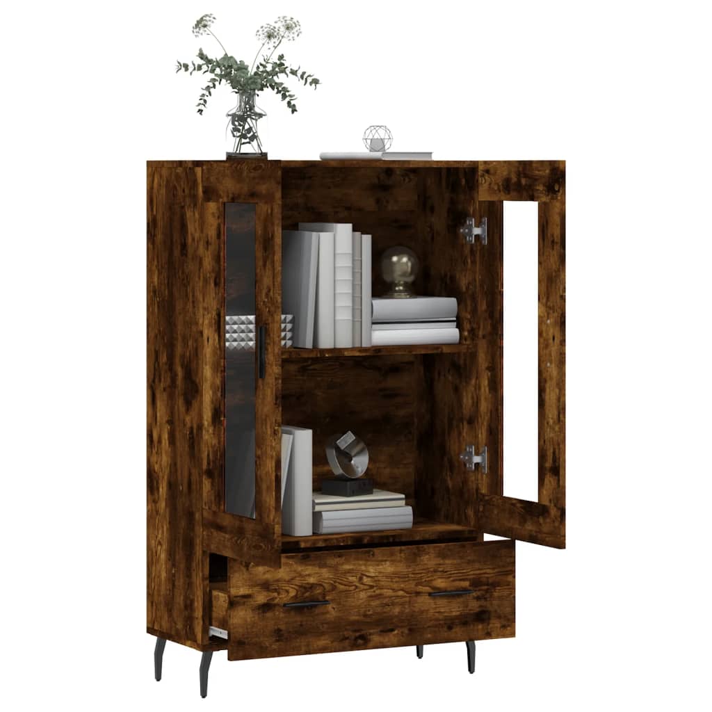 Buffet haut chêne fumé 69,5x31x115 cm bois d'ingénierie - XIOS