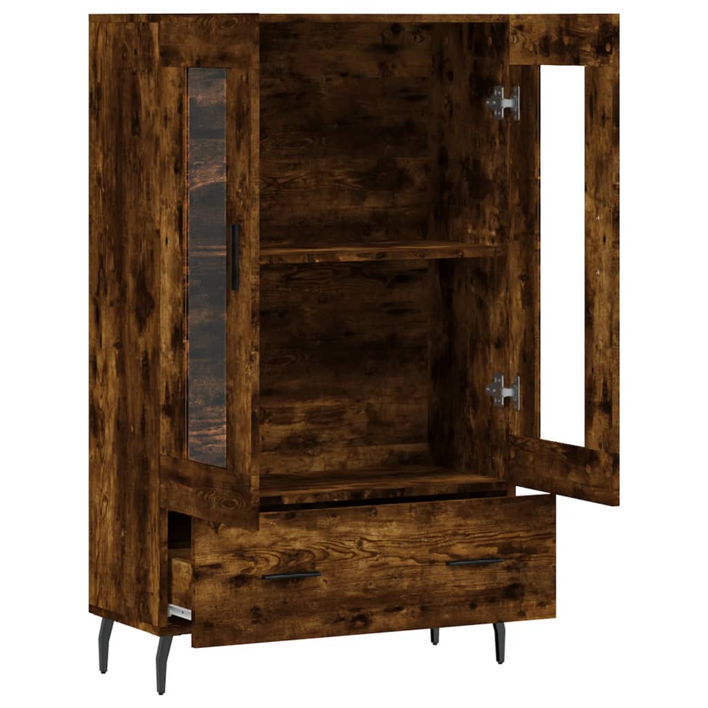 Buffet haut chêne fumé 69,5x31x115 cm bois d'ingénierie - XIOS