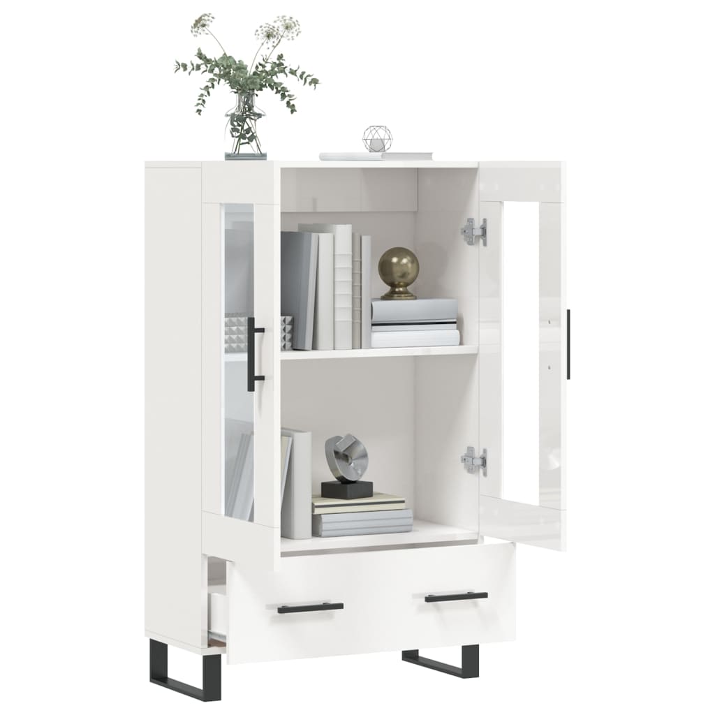Buffet haut blanc brillant 69,5x31x115 cm bois d'ingénierie - XIOS