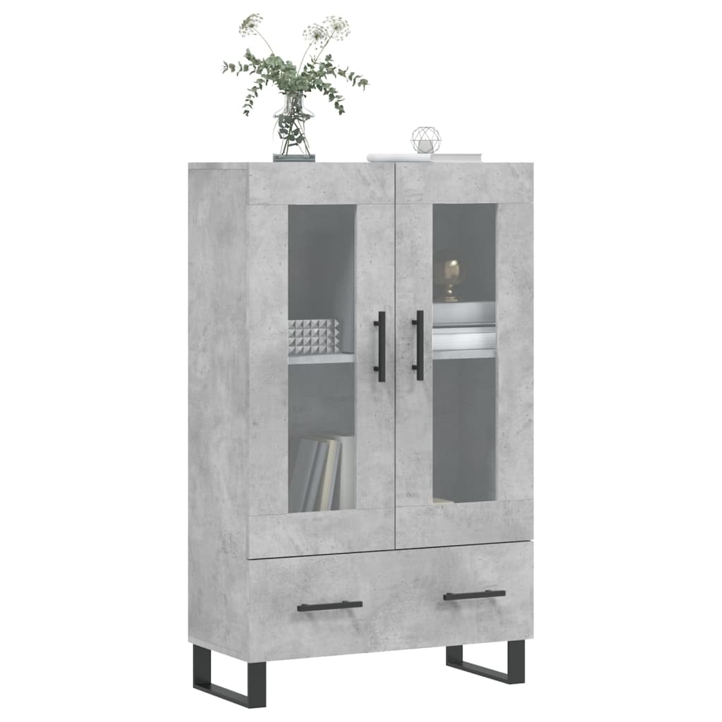 Buffet haut gris béton 69,5x31x115 cm bois d'ingénierie - XIOS