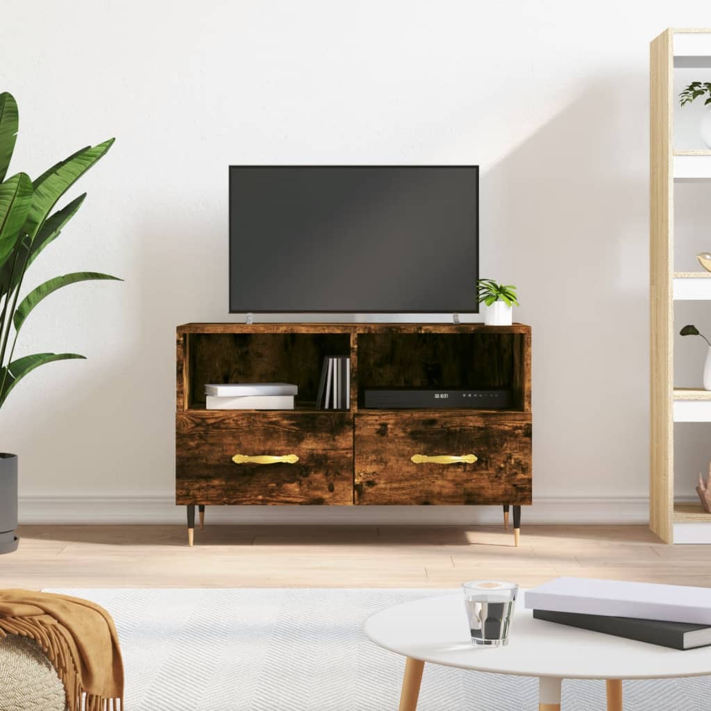 Meuble TV Chêne fumé 80x36x50 cm Bois d'ingénierie - XIOS