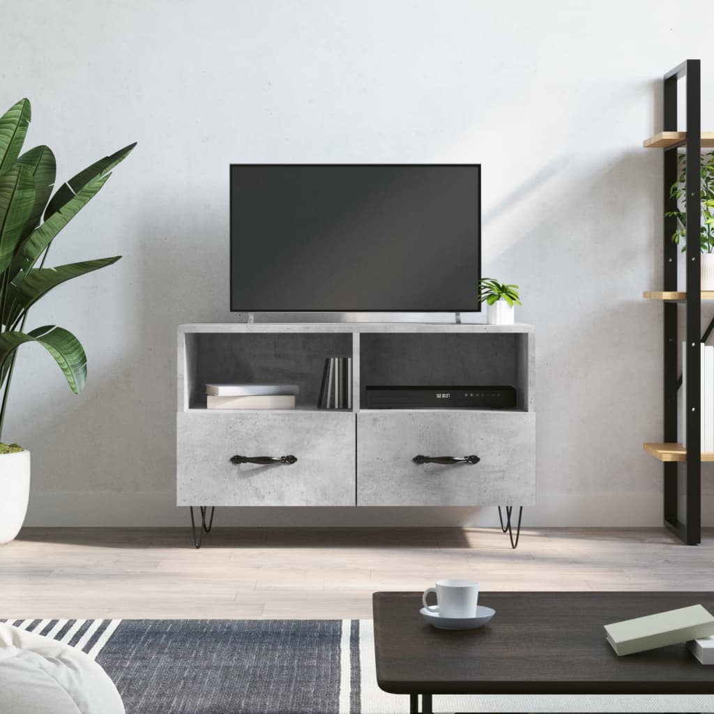 Meuble TV Gris béton 80x36x50 cm Bois d'ingénierie - XIOS