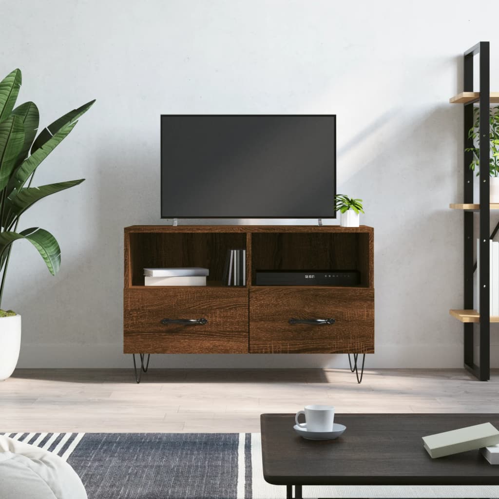 Meuble TV Chêne marron 80x36x50 cm Bois d'ingénierie - XIOS