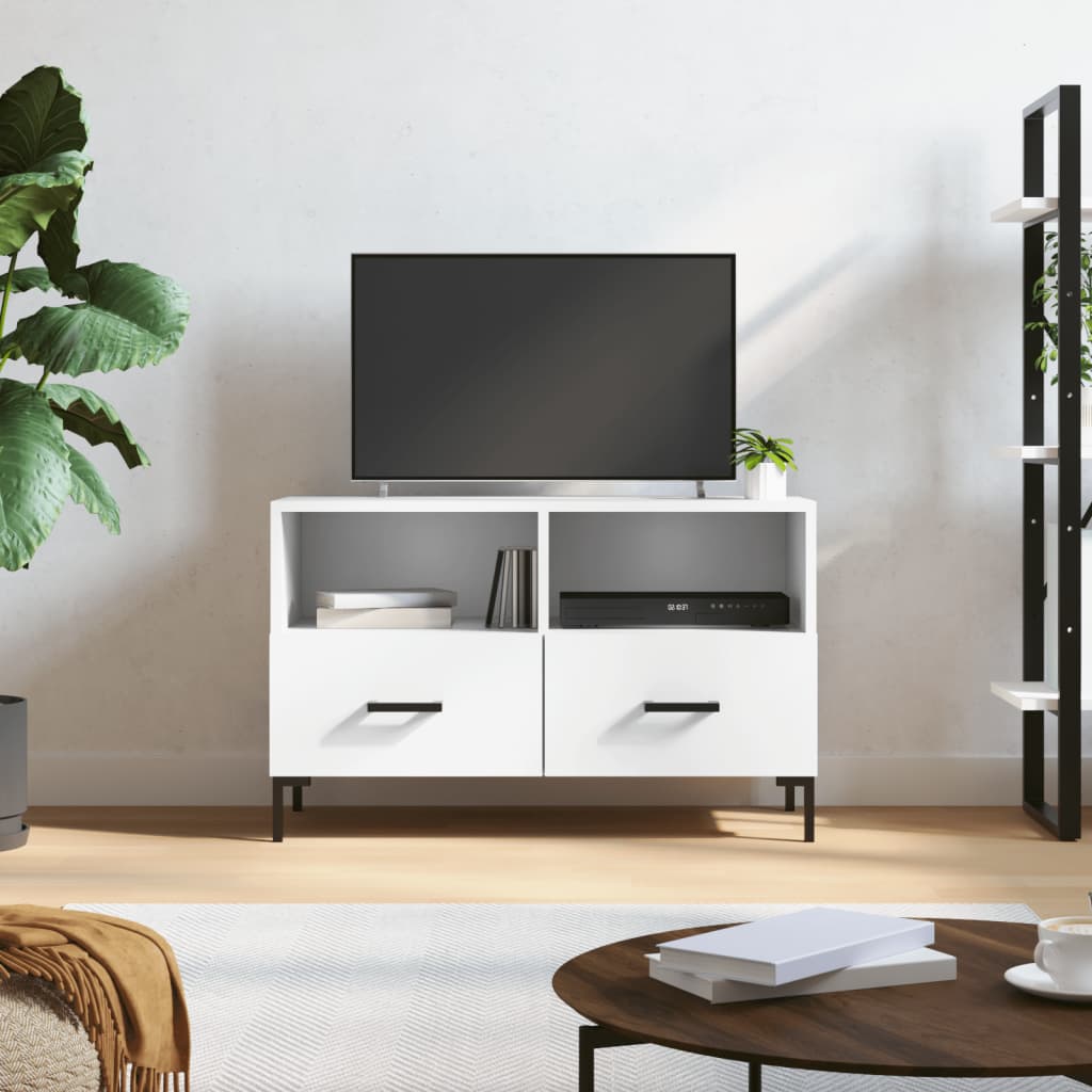 Meuble TV Blanc 80x36x50 cm Bois d'ingénierie - XIOS