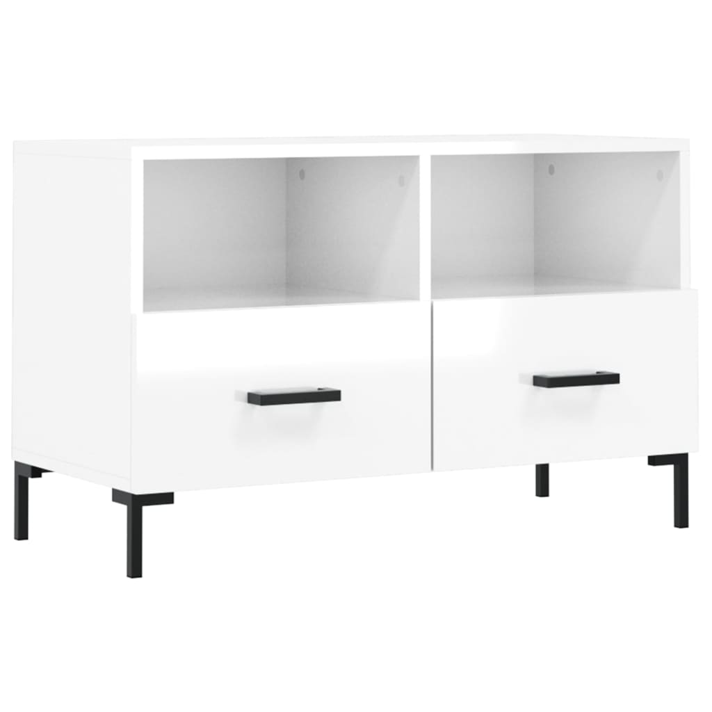 Meuble TV Blanc brillant 80x36x50 cm Bois d'ingénierie - XIOS