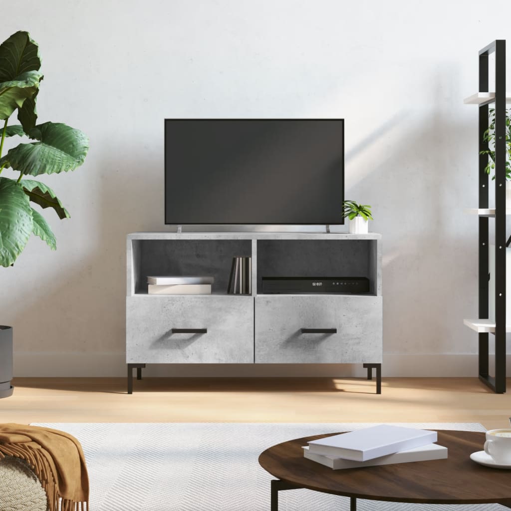 Meuble TV Gris béton 80x36x50 cm Bois d'ingénierie - XIOS