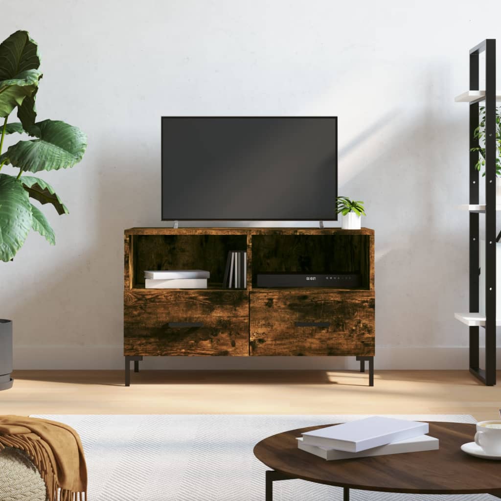Meuble TV Chêne fumé 80x36x50 cm Bois d'ingénierie - XIOS
