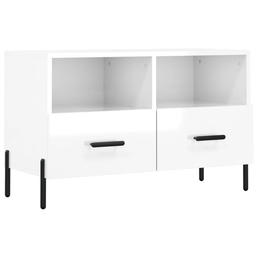 Meuble TV Blanc brillant 80x36x50 cm Bois d'ingénierie - XIOS