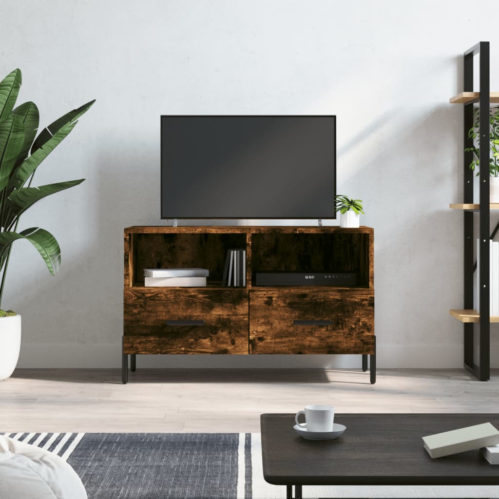 Meuble TV Chêne fumé 80x36x50 cm Bois d'ingénierie - XIOS