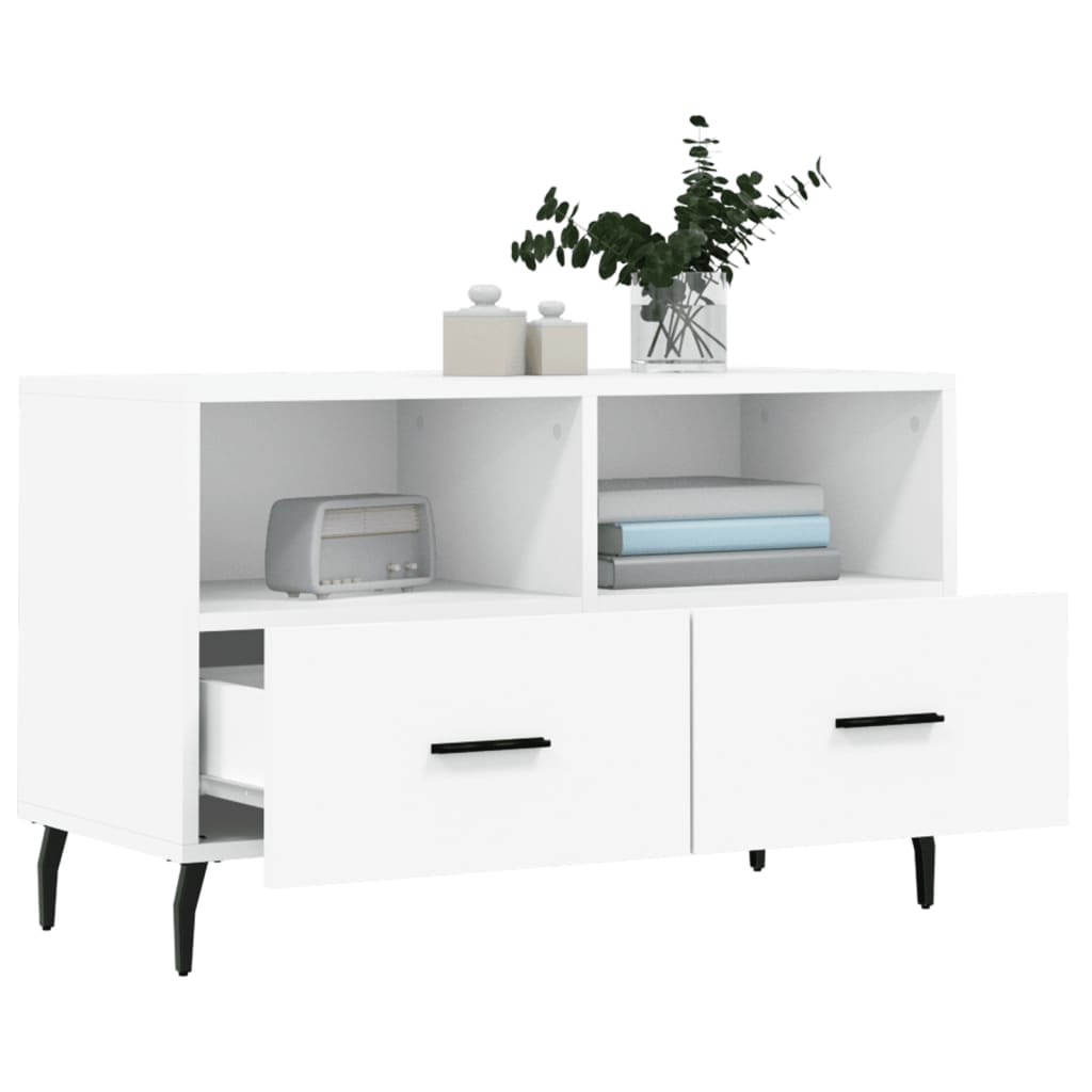 Meuble TV Blanc 80x36x50 cm Bois d'ingénierie - XIOS