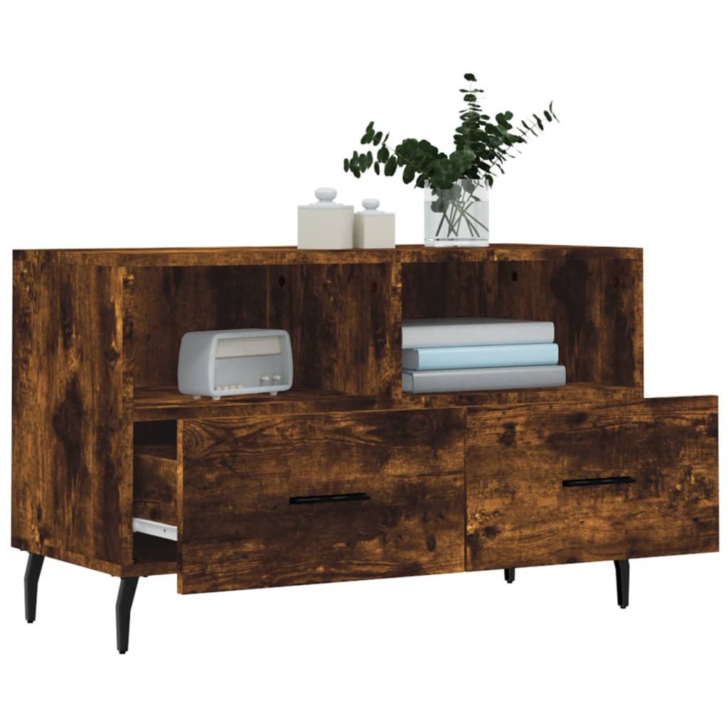 Meuble TV Chêne fumé 80x36x50 cm Bois d'ingénierie - XIOS