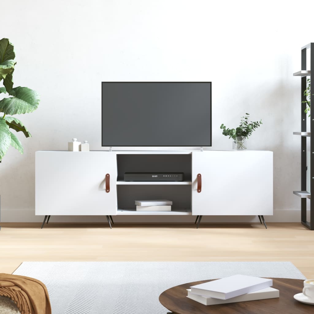 Meuble TV blanc 150x30x50 cm bois d'ingénierie - XIOS