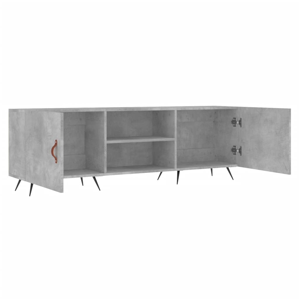 Meuble TV gris béton 150x30x50 cm bois d'ingénierie - XIOS