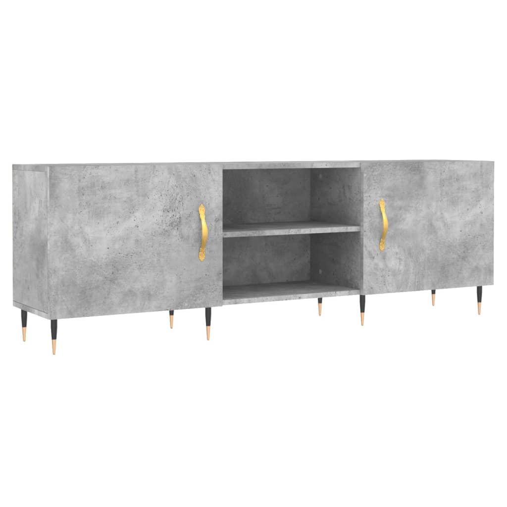 Meuble TV gris béton 150x30x50 cm bois d'ingénierie - XIOS
