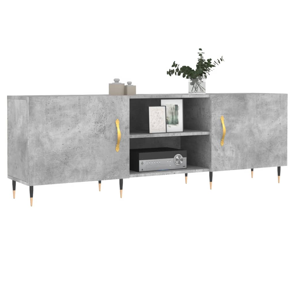 Meuble TV gris béton 150x30x50 cm bois d'ingénierie - XIOS
