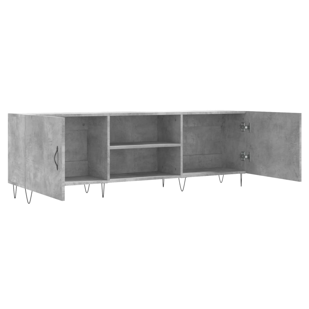Meuble TV gris béton 150x30x50 cm bois d'ingénierie - XIOS