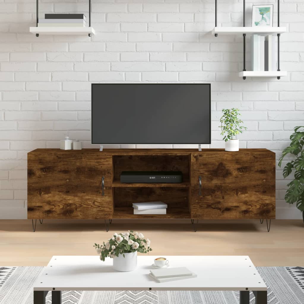 Meuble TV chêne fumé 150x30x50 cm bois d'ingénierie - XIOS