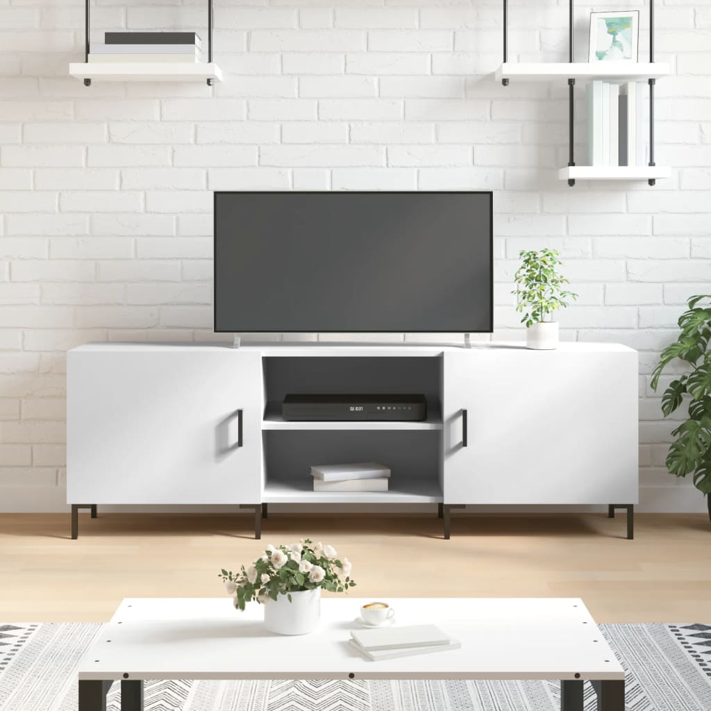 Meuble TV blanc 150x30x50 cm bois d'ingénierie - XIOS