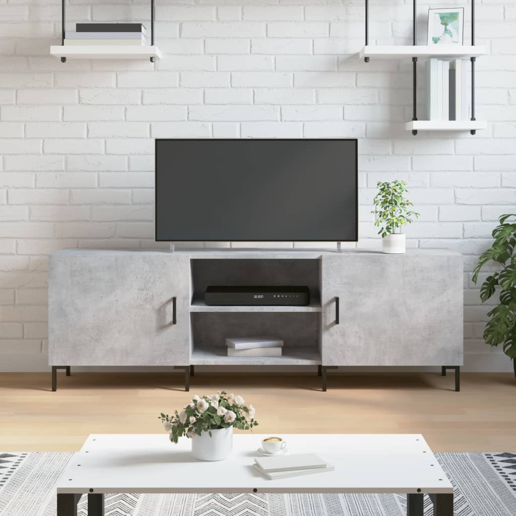 Meuble TV gris béton 150x30x50 cm bois d'ingénierie - XIOS