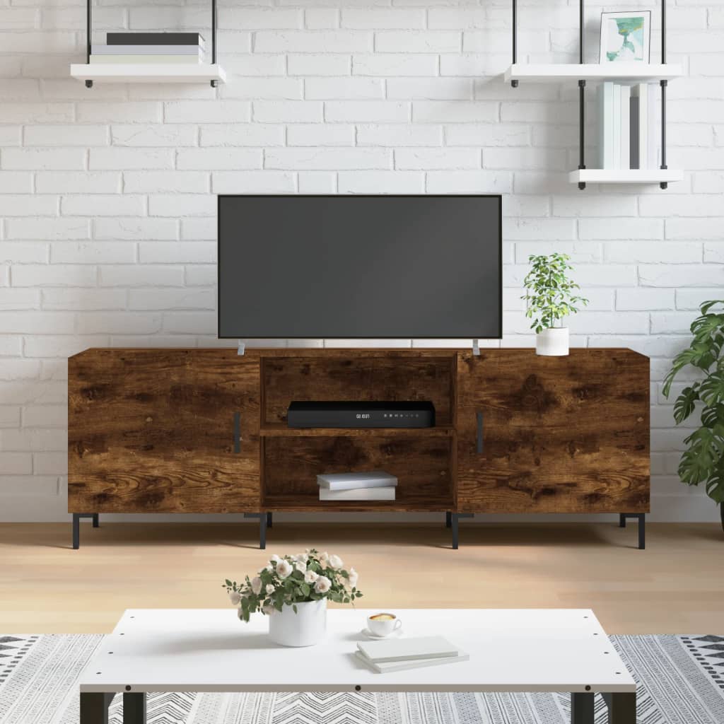 Meuble TV chêne fumé 150x30x50 cm bois d'ingénierie - XIOS