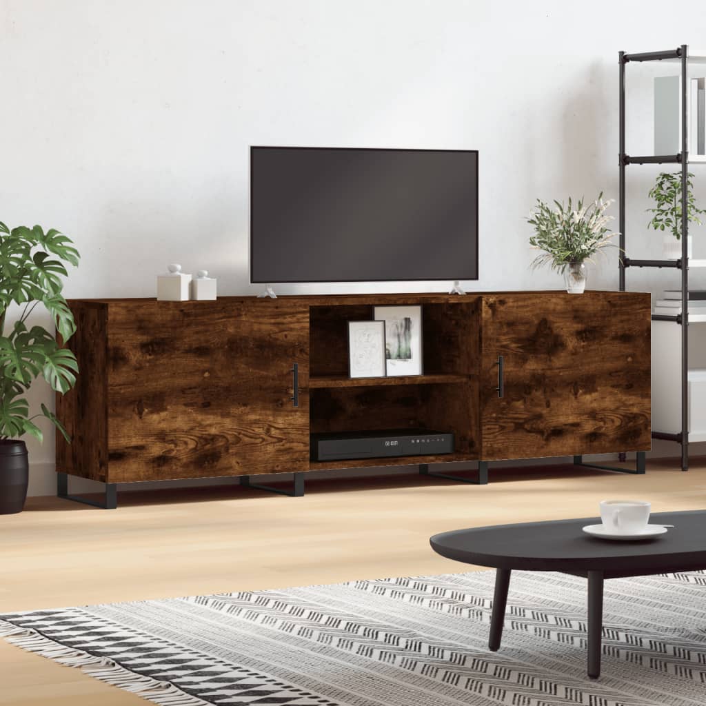 Meuble TV chêne fumé 150x30x50 cm bois d'ingénierie - XIOS