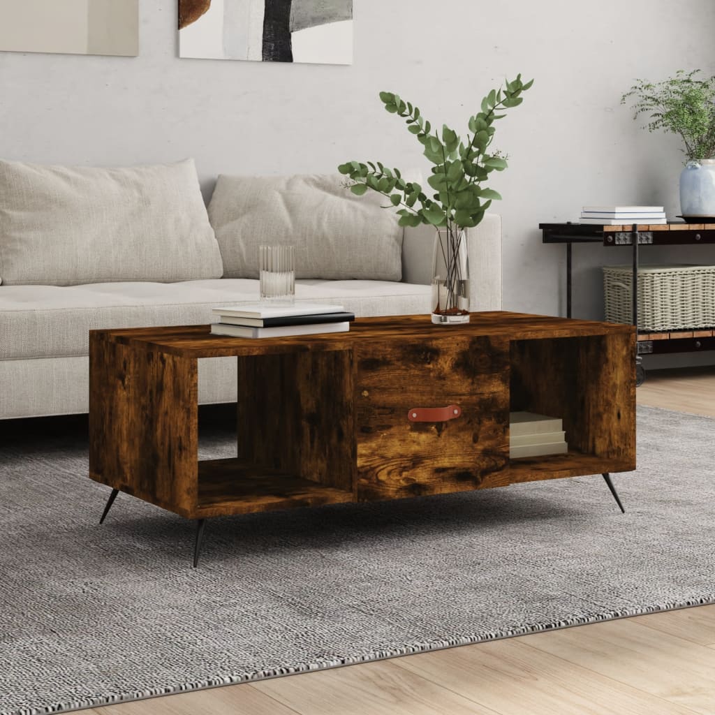 Table basse chêne fumé 102x50x40 cm bois d'ingénierie - XIOS