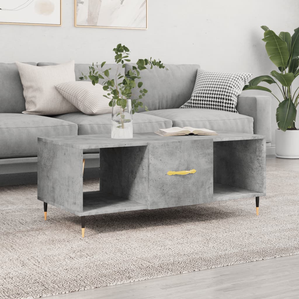 Table basse gris béton 102x50x40 cm bois d'ingénierie - XIOS