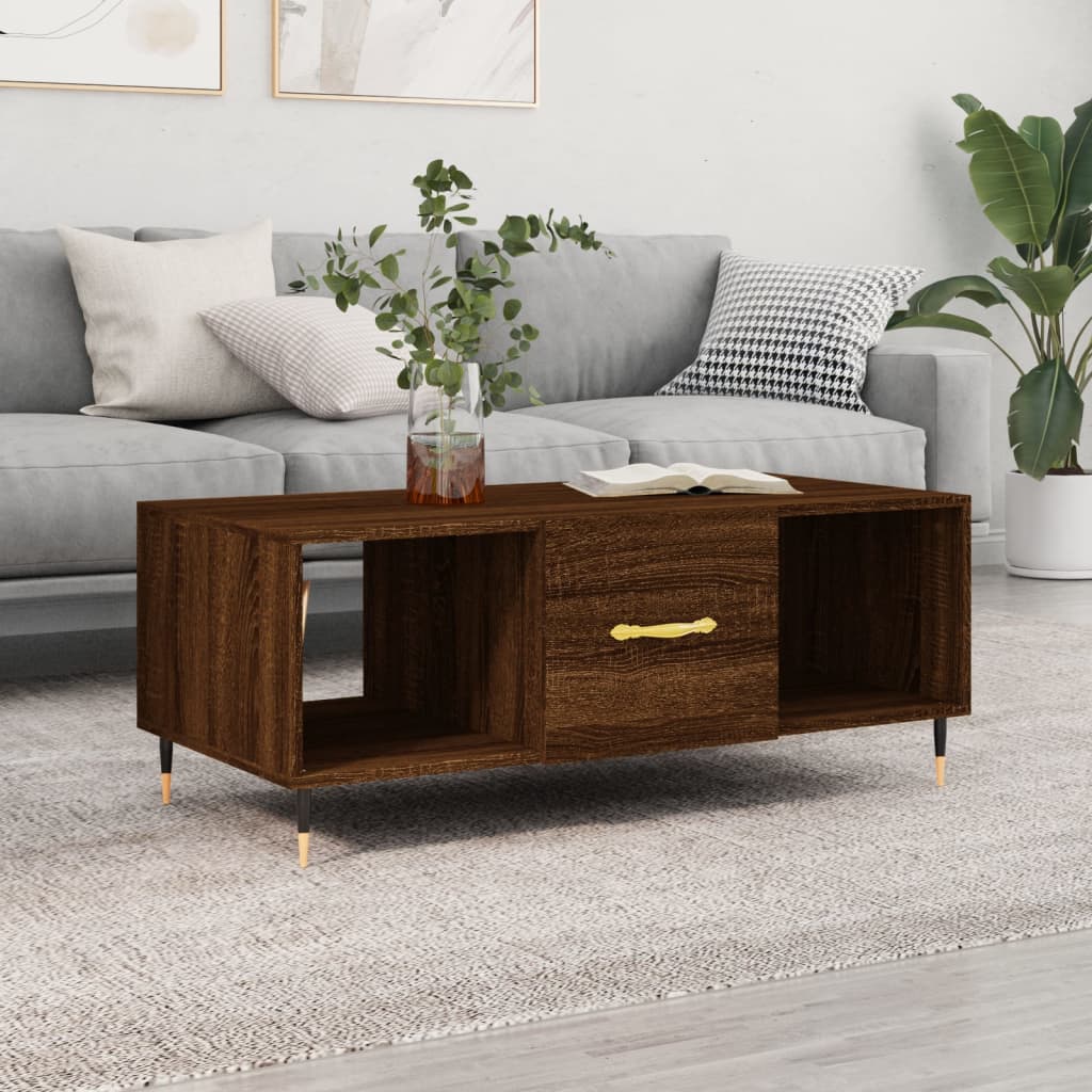 Table basse chêne marron 102x50x40 cm bois d'ingénierie - XIOS