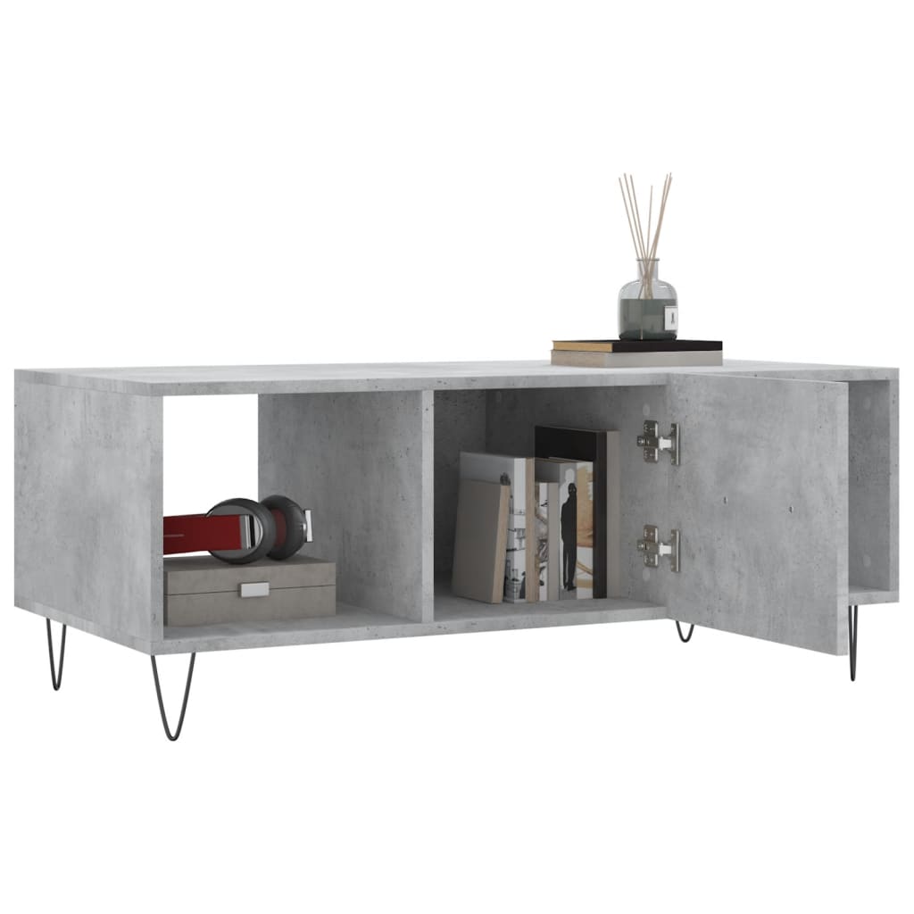 Table basse gris béton 102x50x40 cm bois d'ingénierie - XIOS