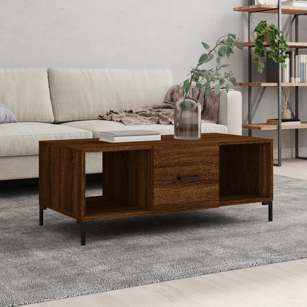 Table basse chêne marron 102x50x40 cm bois d'ingénierie - XIOS