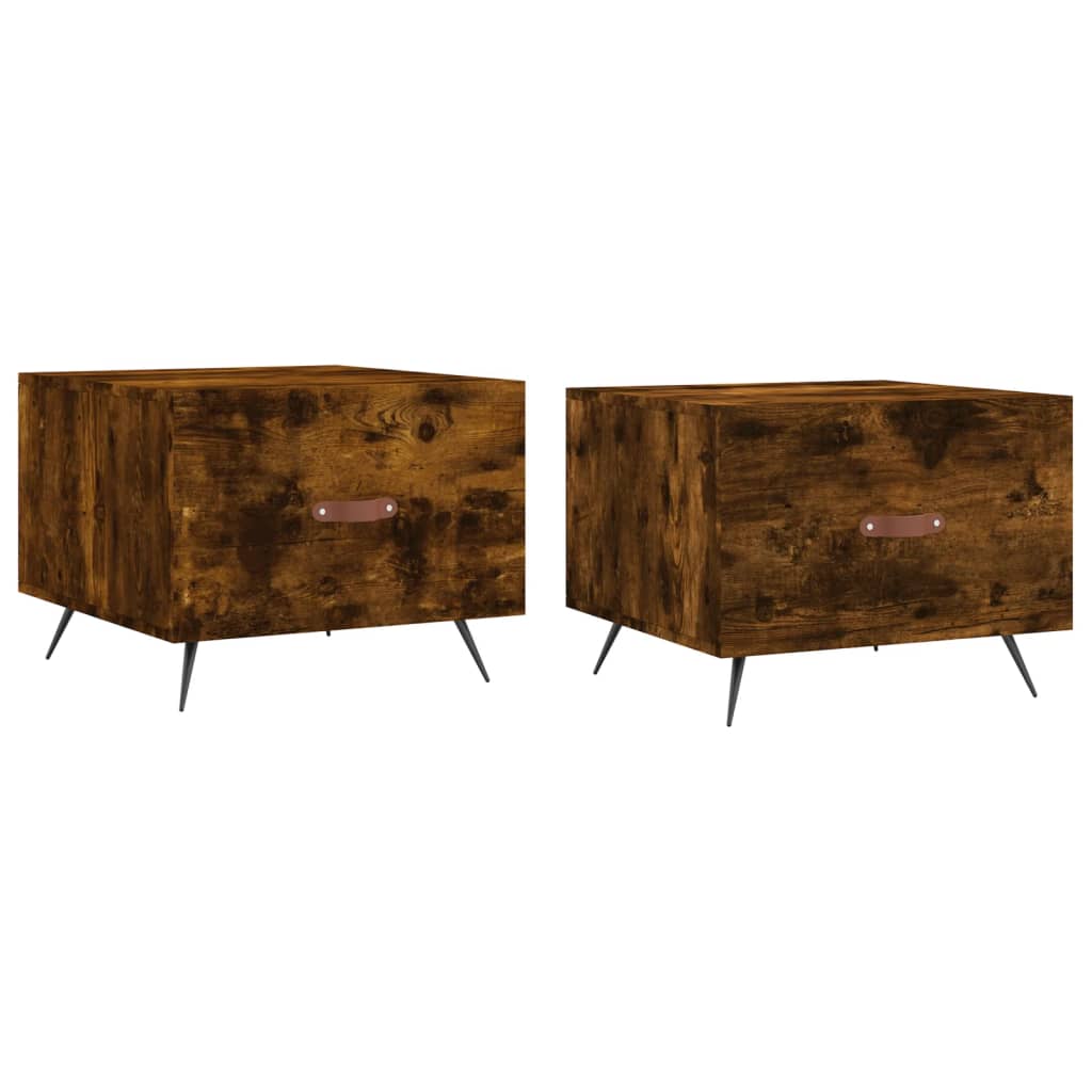 Tables basses 2 pcs chêne fumé 50x50x40 cm bois d'ingénierie - XIOS