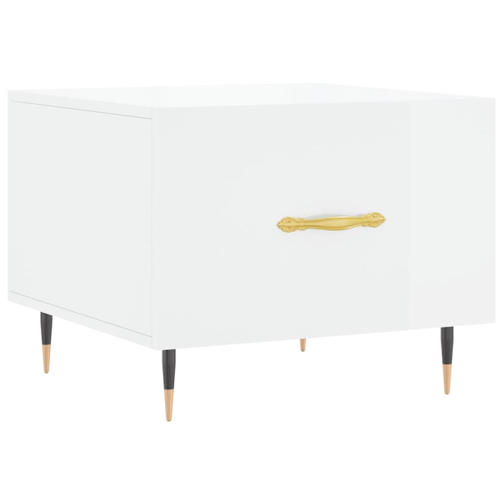 Table basse blanc brillant 50x50x40 cm bois d'ingénierie - XIOS