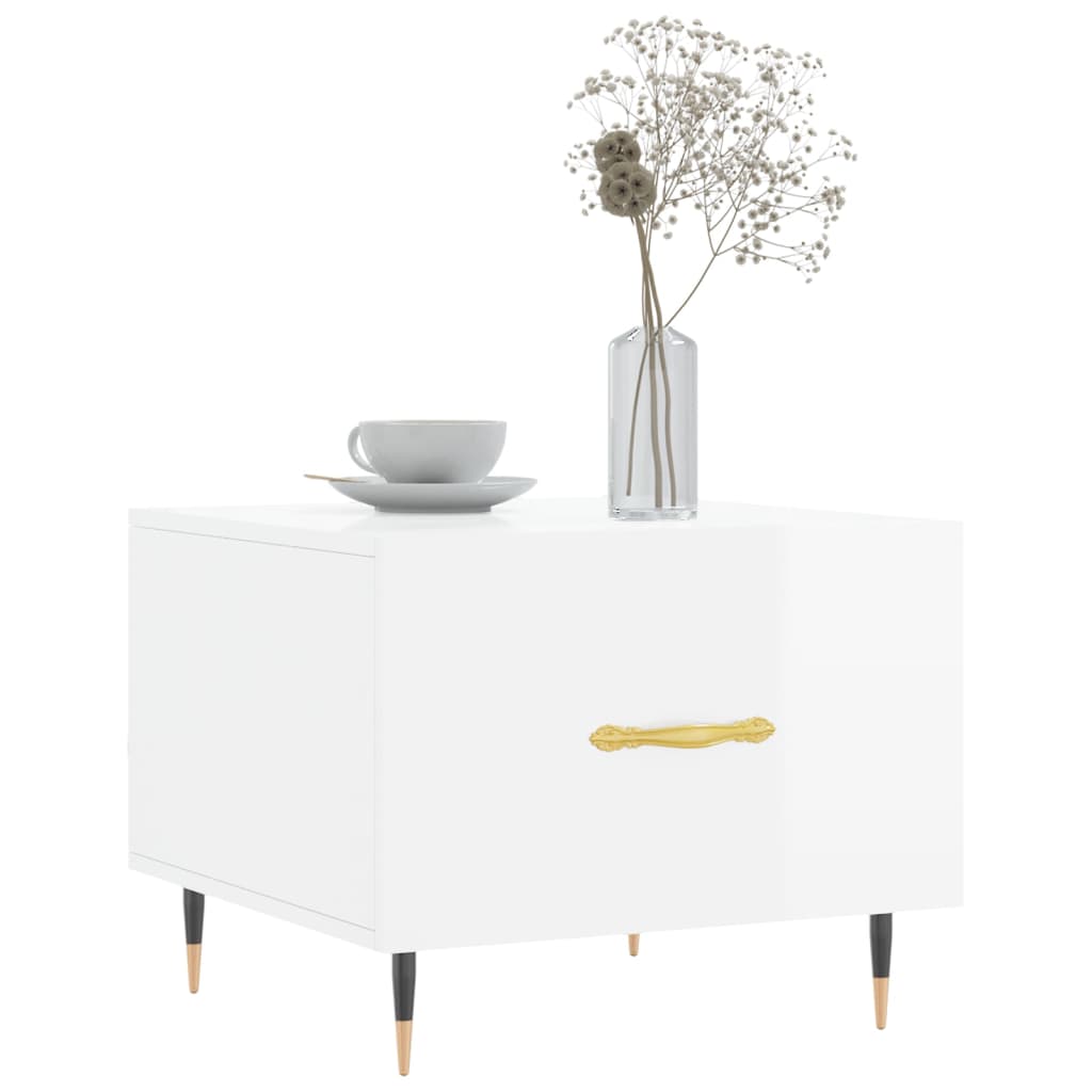 Tables basses 2 pcs blanc brillant 50x50x40cm bois d'ingénierie - XIOS