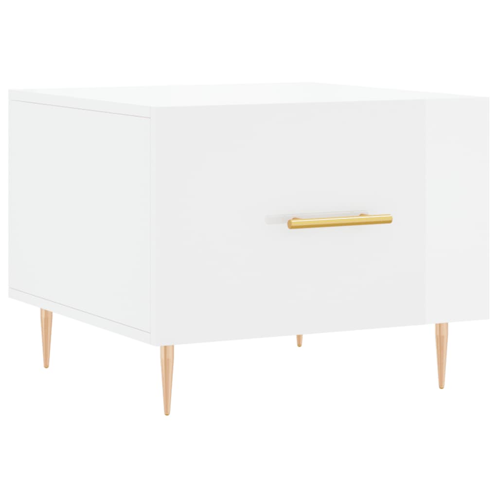 Table basse blanc brillant 50x50x40 cm bois d'ingénierie - XIOS