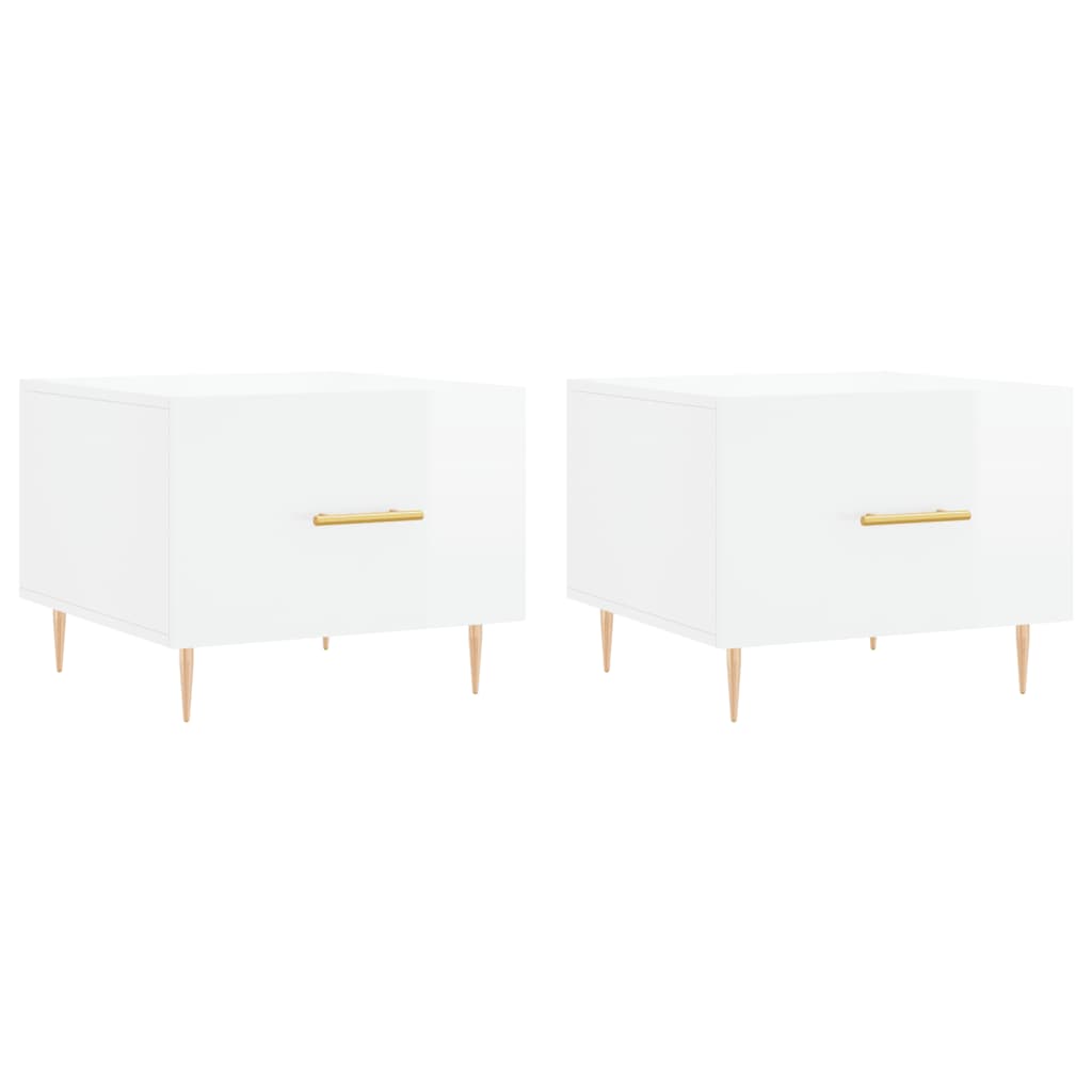 Tables basses 2 pcs blanc brillant 50x50x40cm bois d'ingénierie - XIOS
