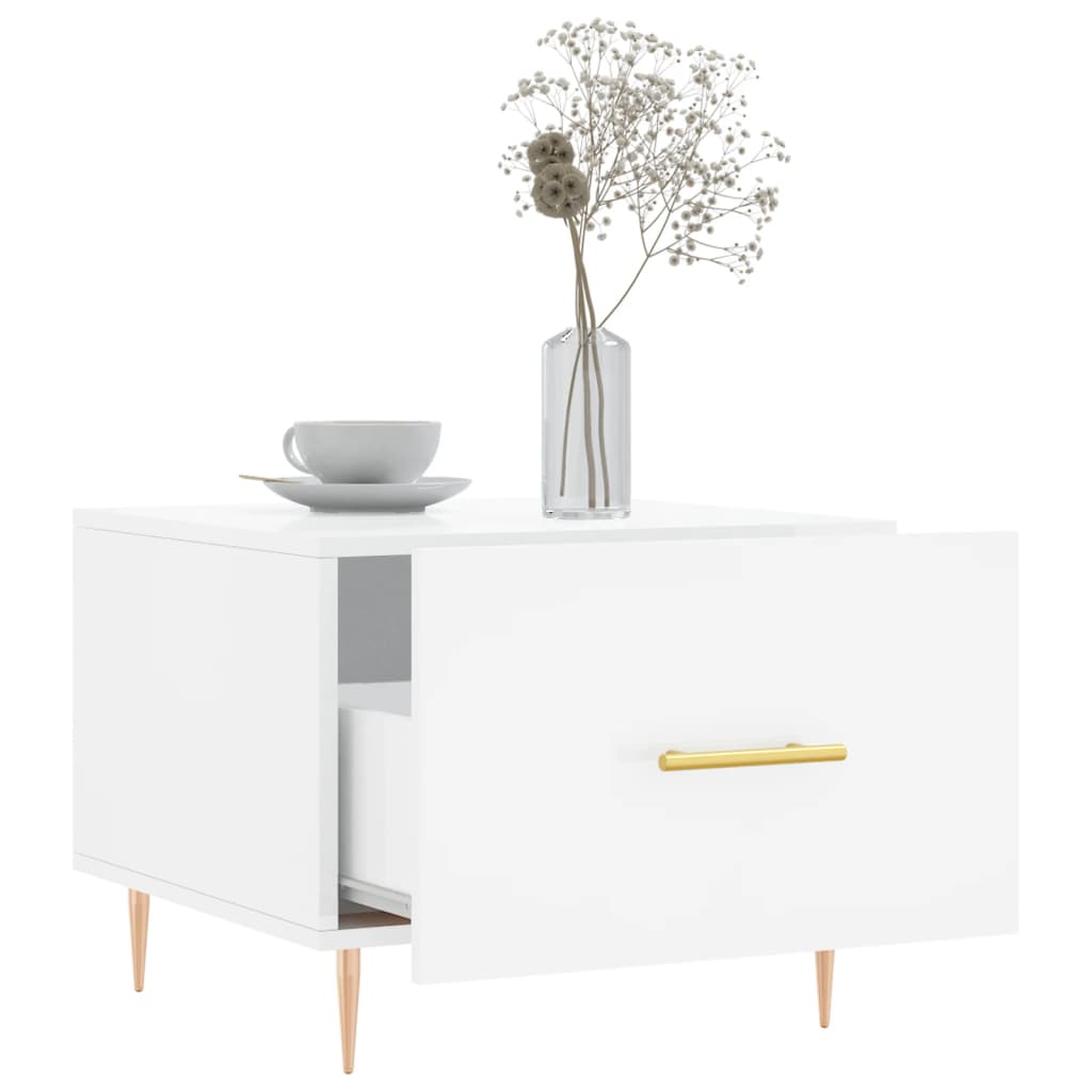 Tables basses 2 pcs blanc brillant 50x50x40cm bois d'ingénierie - XIOS