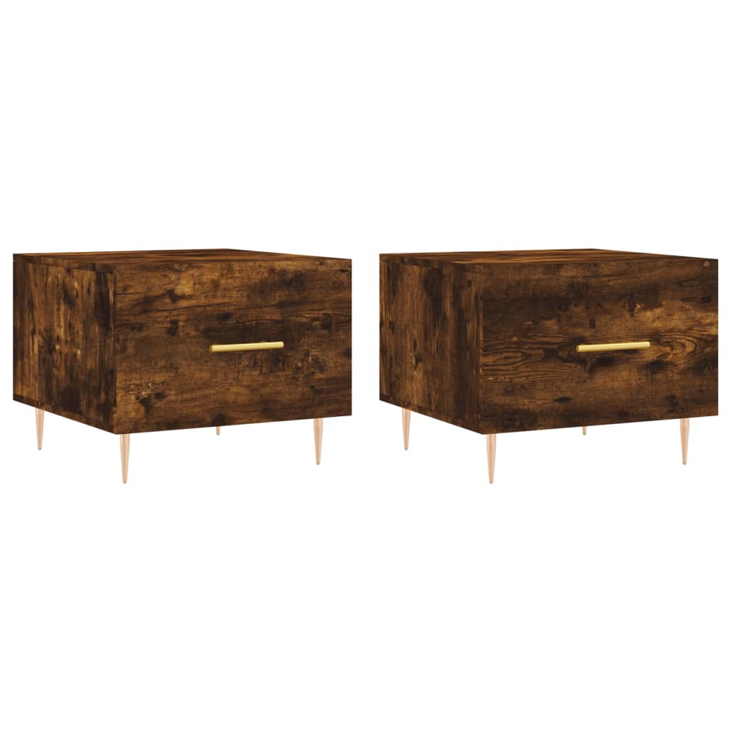 Tables basses 2 pcs chêne fumé 50x50x40 cm bois d'ingénierie - XIOS