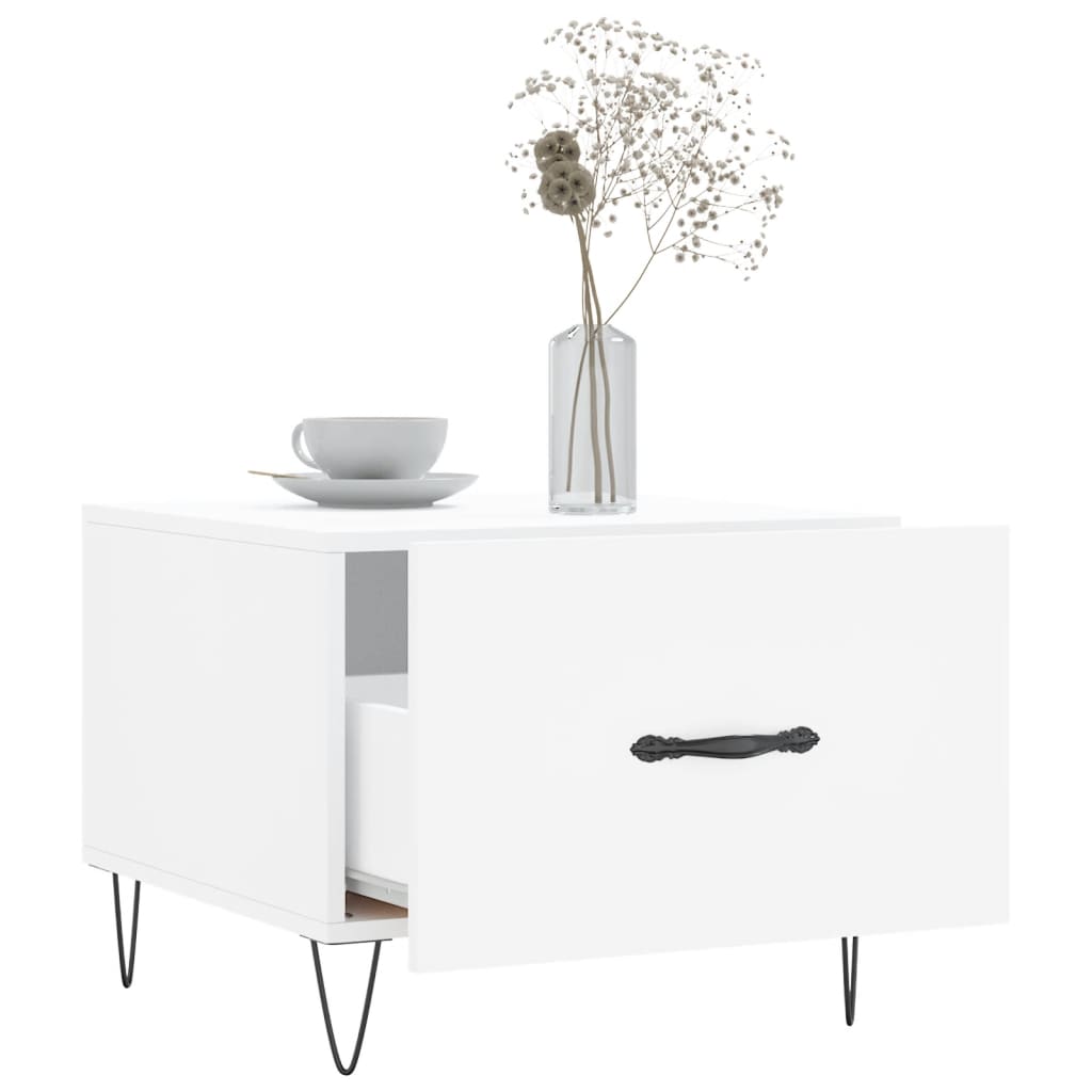 Table basse blanc 50x50x40 cm bois d'ingénierie - XIOS