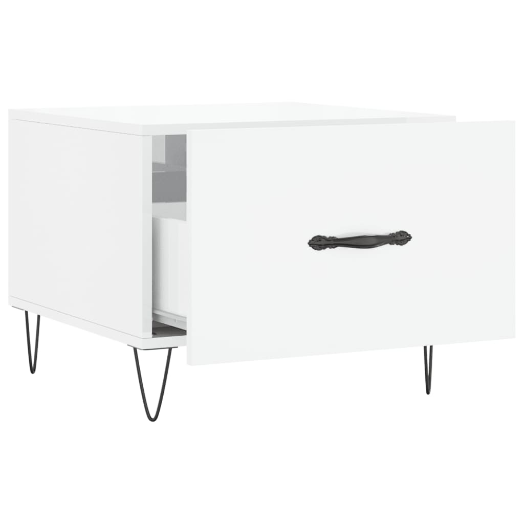 Table basse blanc brillant 50x50x40 cm bois d'ingénierie - XIOS