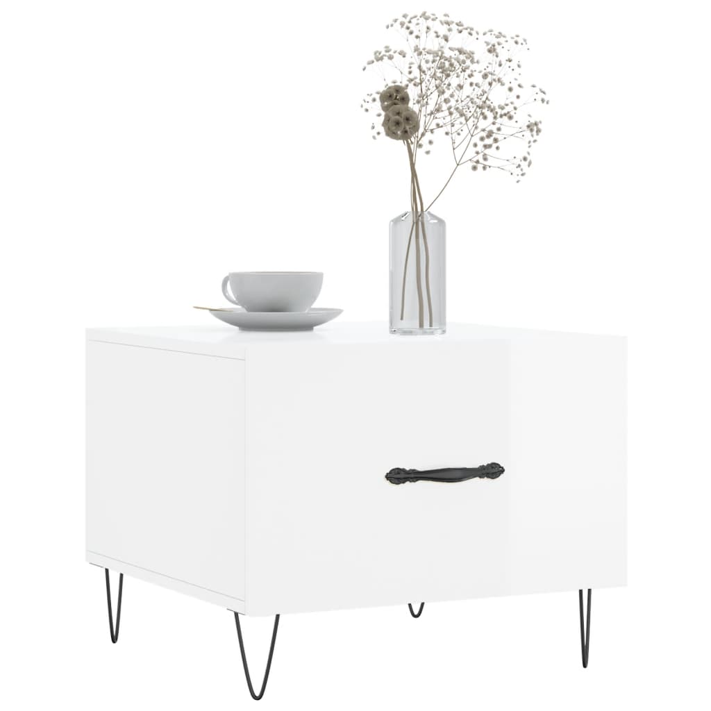 Tables basses 2 pcs blanc brillant 50x50x40cm bois d'ingénierie - XIOS