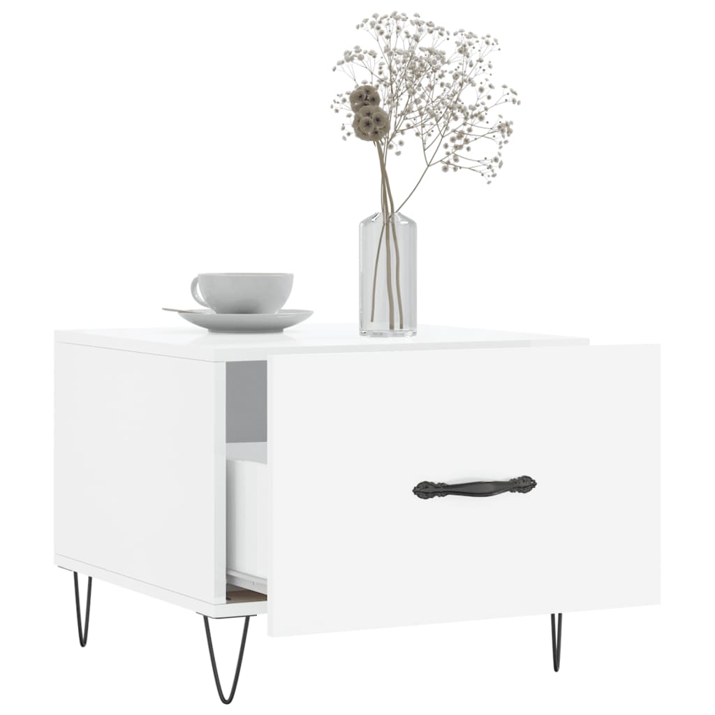 Tables basses 2 pcs blanc brillant 50x50x40cm bois d'ingénierie - XIOS