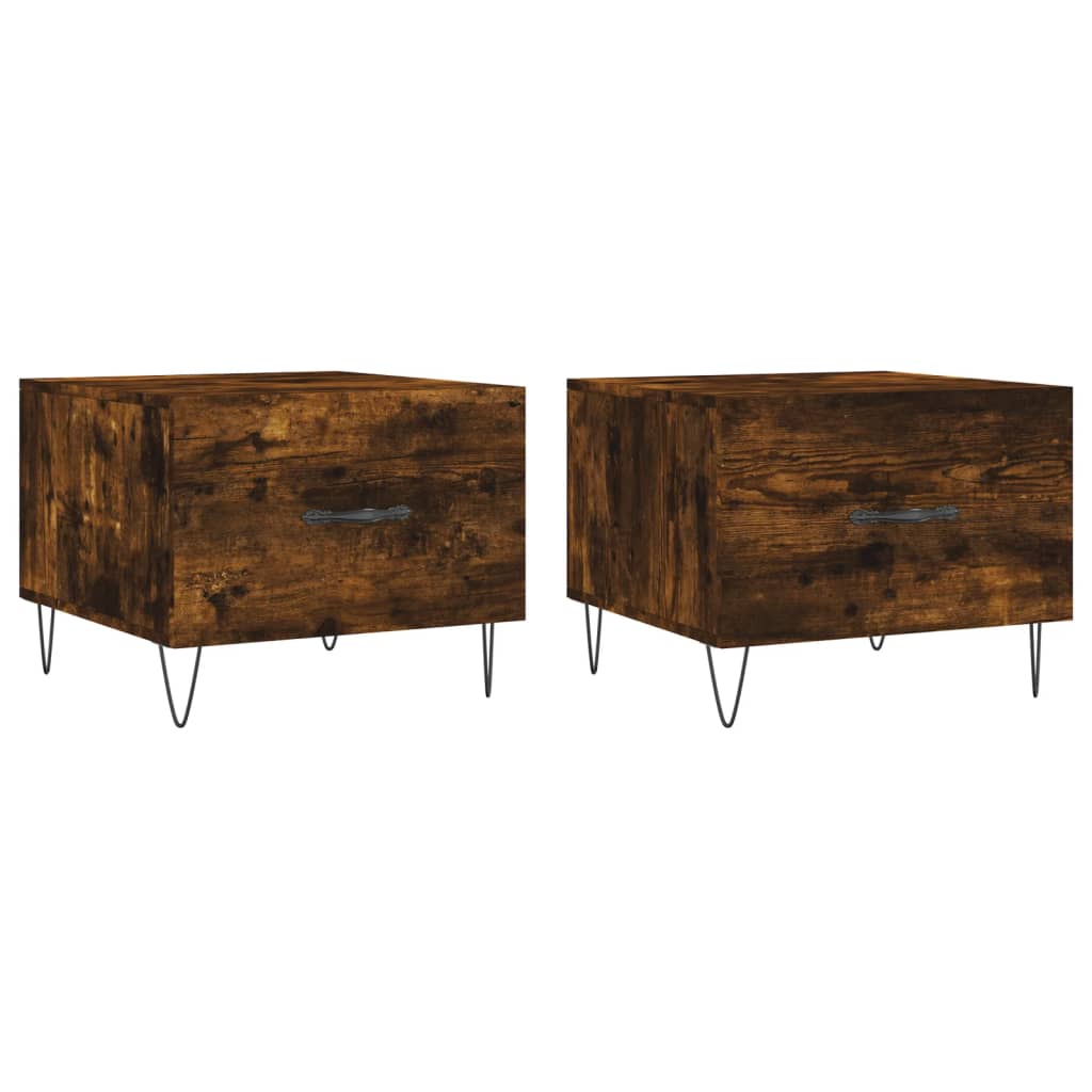 Tables basses 2 pcs chêne fumé 50x50x40 cm bois d'ingénierie - XIOS