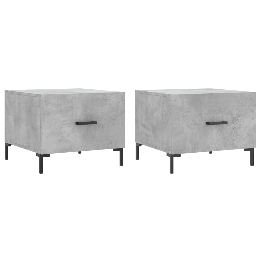 Tables basses 2 pcs gris béton 50x50x40 cm bois d'ingénierie - XIOS