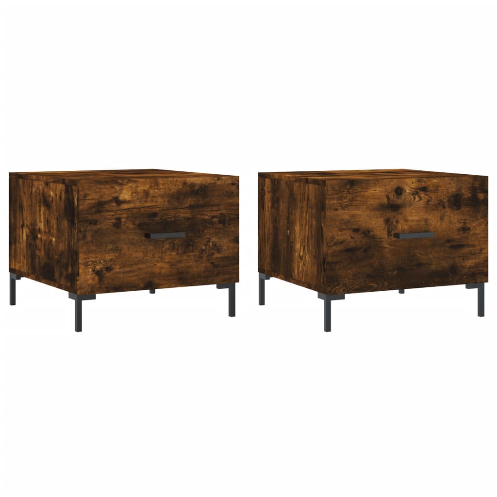Tables basses 2 pcs chêne fumé 50x50x40 cm bois d'ingénierie - XIOS