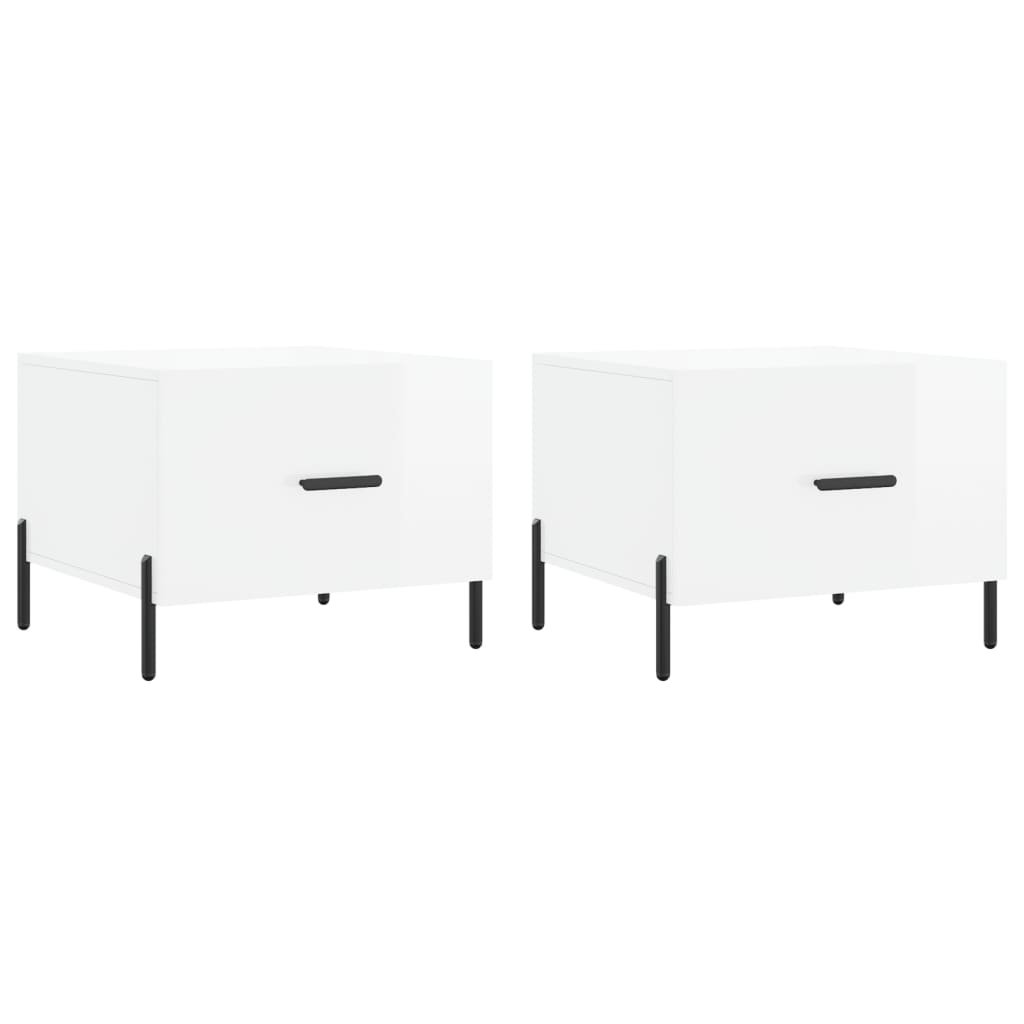 Tables basses 2 pcs blanc brillant 50x50x40cm bois d'ingénierie - XIOS