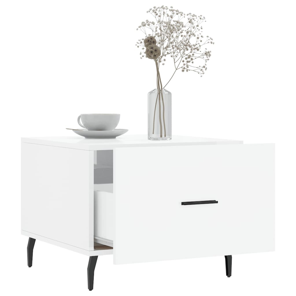 Table basse blanc brillant 50x50x40 cm bois d'ingénierie - XIOS