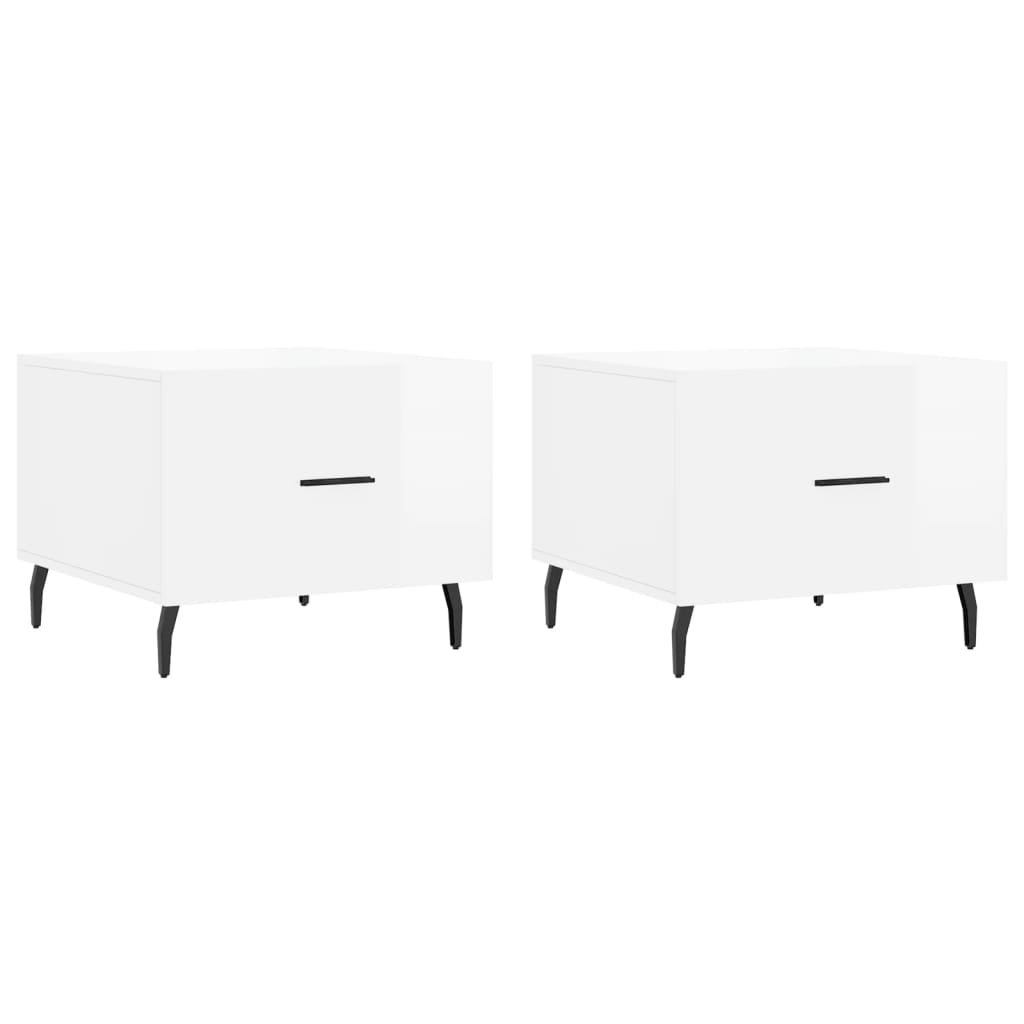Tables basses 2 pcs blanc brillant 50x50x40cm bois d'ingénierie - XIOS
