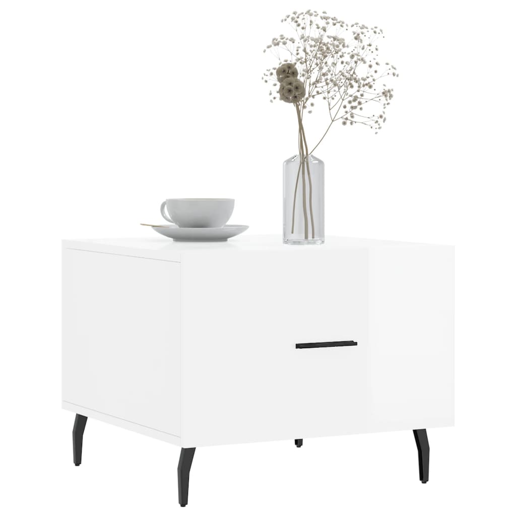 Tables basses 2 pcs blanc brillant 50x50x40cm bois d'ingénierie - XIOS