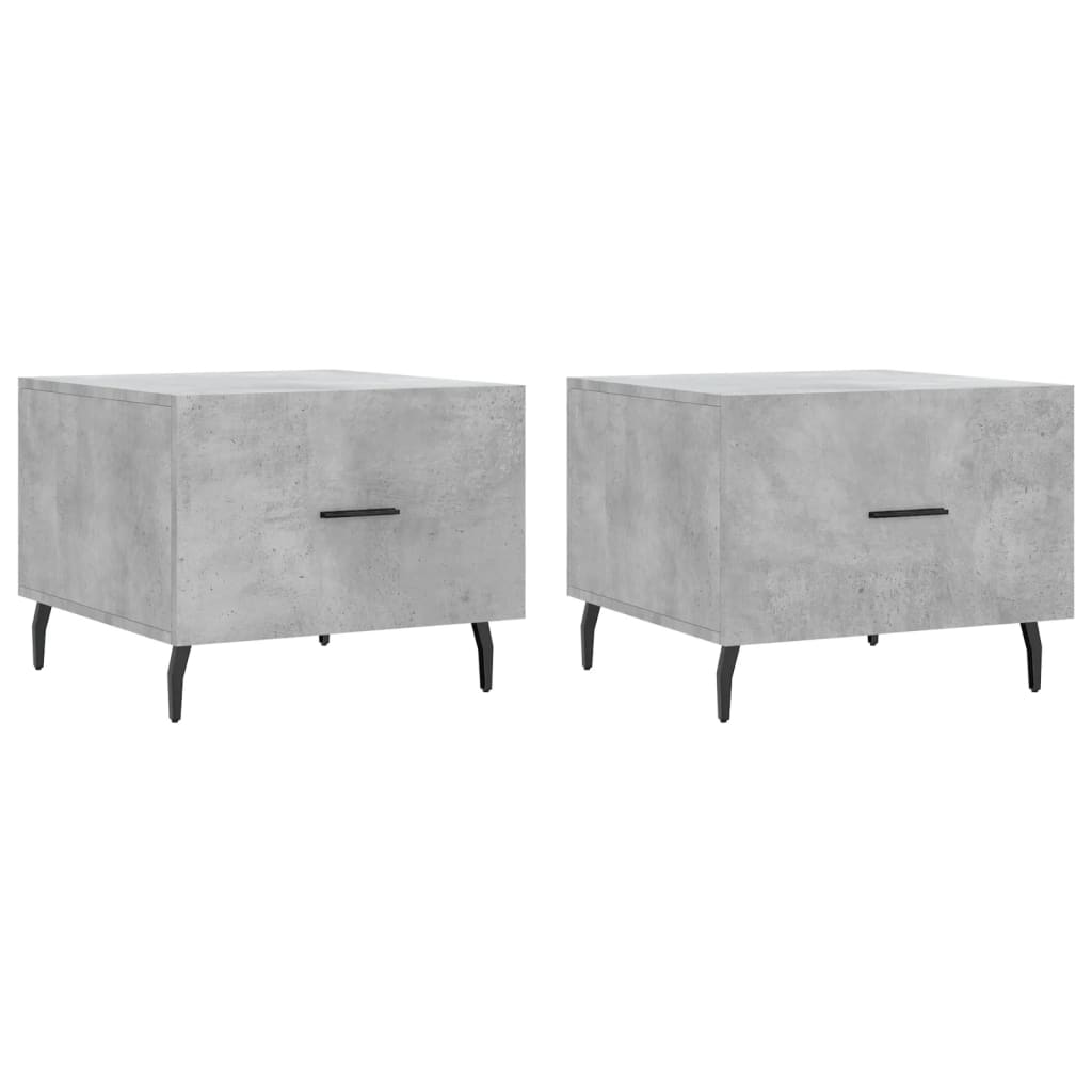 Tables basses 2 pcs gris béton 50x50x40 cm bois d'ingénierie - XIOS